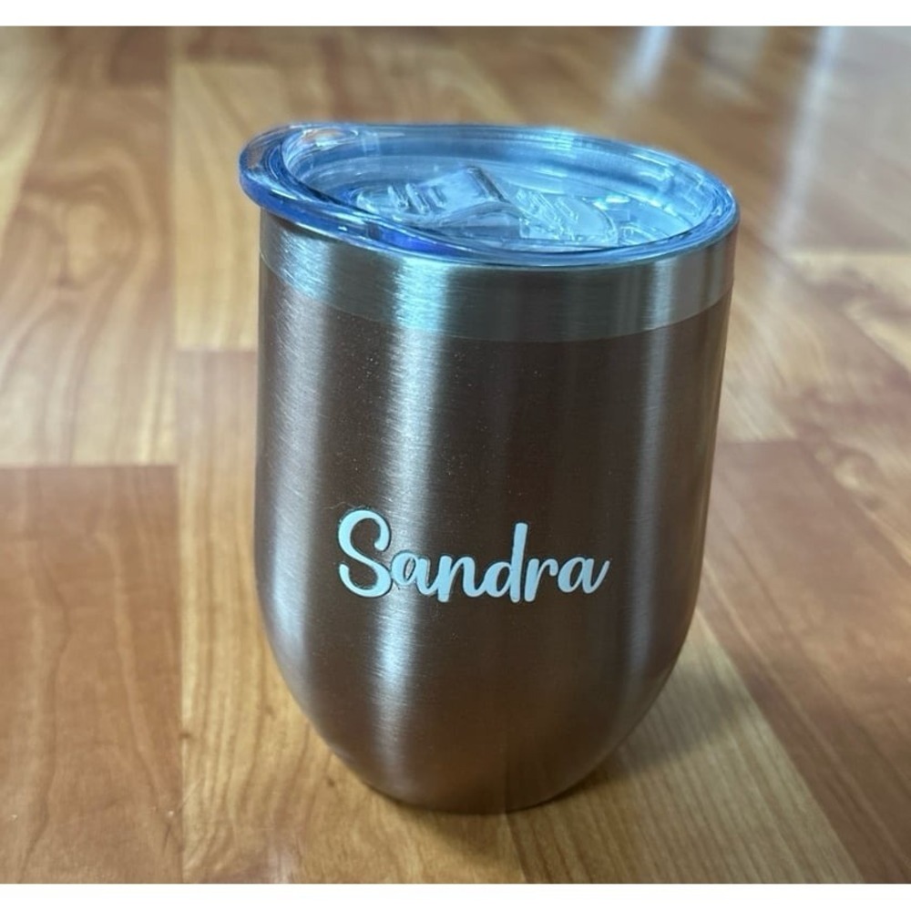 Personalized Rose Gold stainless steel 12 oz stemless wine tumbler
